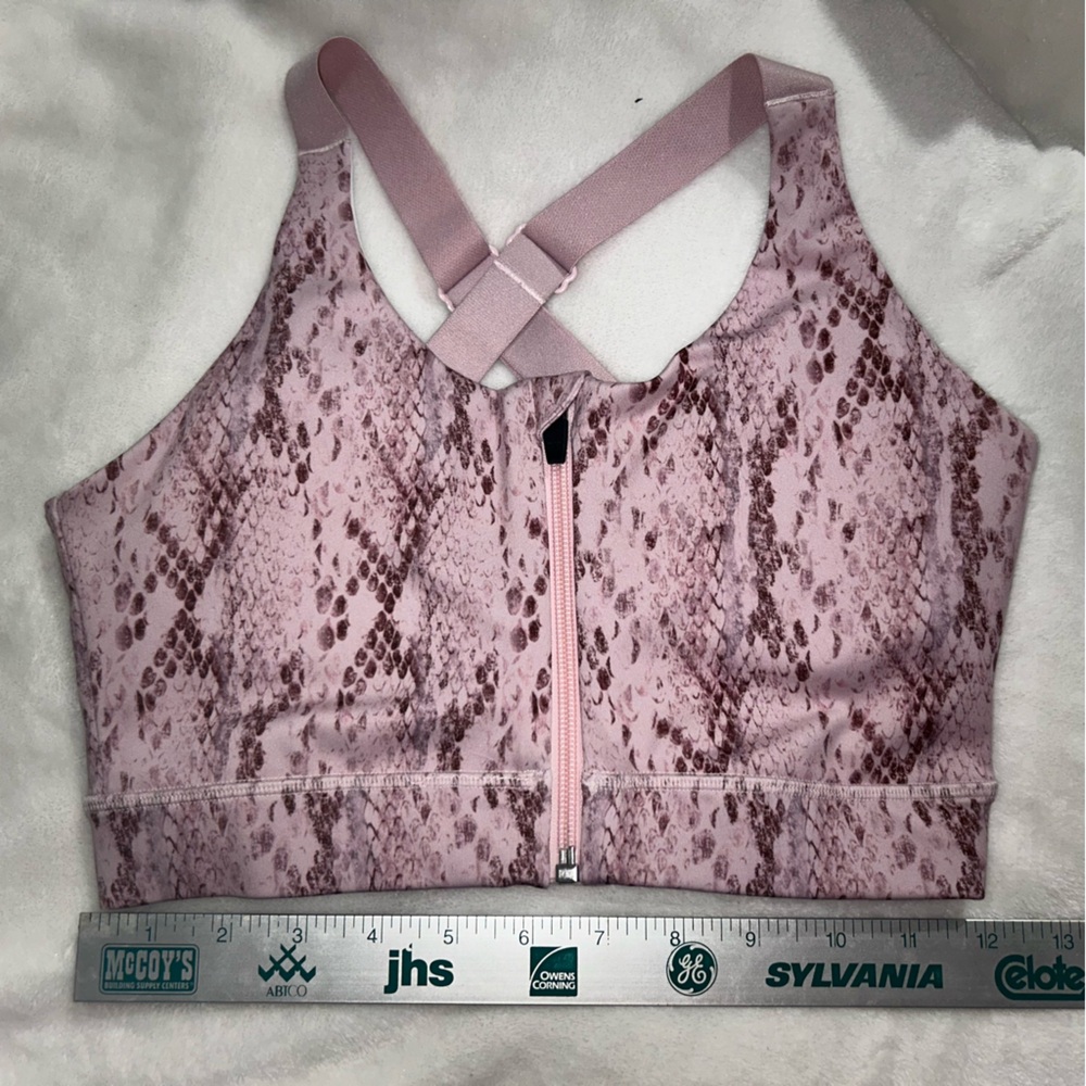 Pink Snake Print Sports Bra with Zipper